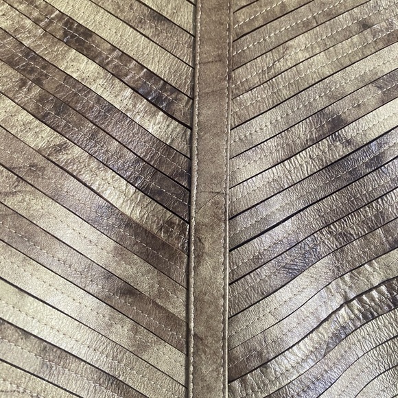 NATTO leather strips jacket - tan and brown - Picture 5 of 7